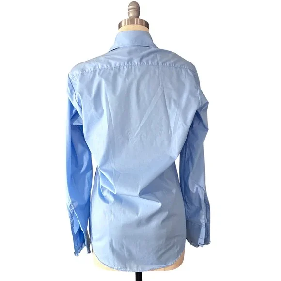 Vintage 1970s After Six Ruffled Light Blue Unisex Vampirecore Shirt - Picture 6 of 7